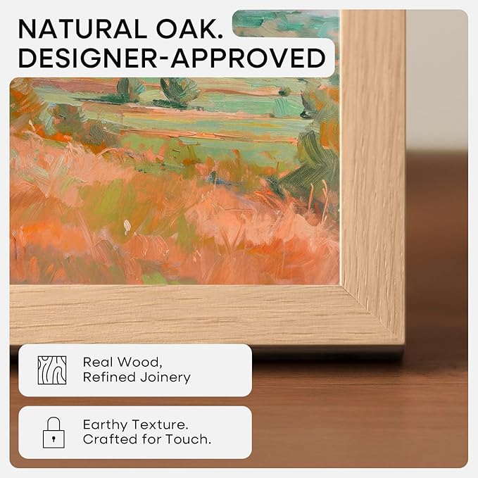 Homeforia 8 x 10 Wood Picture Frame, High End Natural Oak 8x10 Light Wooden Frames with Mat 5x7 inch Photo, 8 x 10 Frame Matted to 5 x 7 Art, Wall or Tabletop Frame, Tempered Glass, Wall Kit, Set of 1