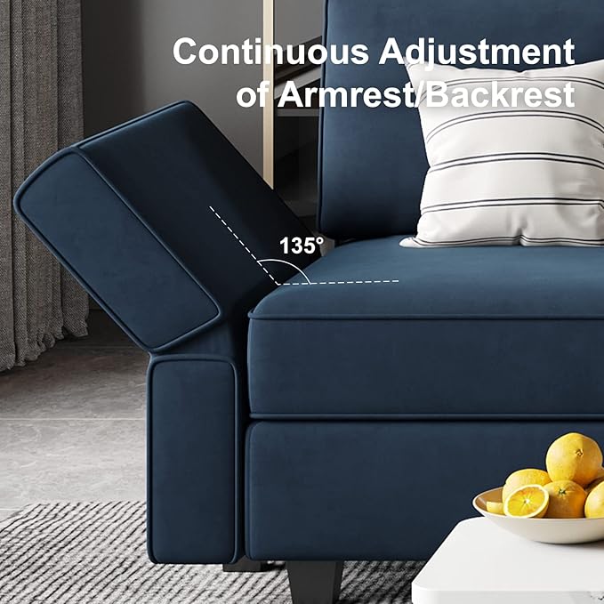 Belffin Modular Sectional Sofa with Reversible Chaise L Shaped Couch with Ottoman Modular Sofa Couch with Storage Blue