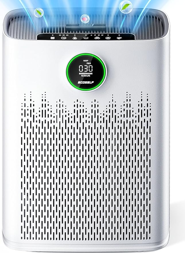 Air Purifiers for Home Large Room, with Smart Mode, Cover Up to 2400 Ft², PM2.5 Air Quality Display, 22dB Sleep Mode, Aromatherapy with 2X-Purification & 360°Air Outlet, HAP603, Bright White