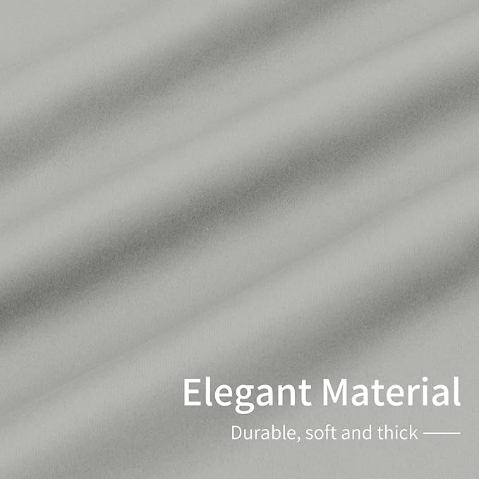 Easy-Going Blackout Curtains for Bedroom, Solid Thermal Insulated Grommet and Noise Reduction Window Drapes, Room Darkening Curtains for Living Room, 2 Panels (42x45 in, Greyish White)