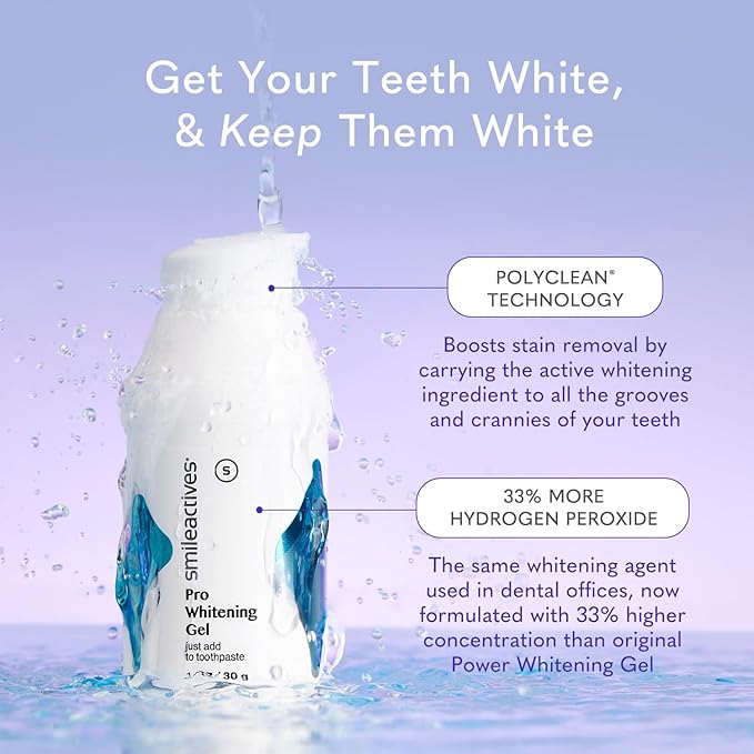 Smileactives Teeth Whitening Gel for Toothpaste with Clinical-Grade Hydrogen Peroxide, Tooth Stain Remover for White Teeth, Dentist Quality Pro Whitening Gel to Remove Stains, 90 Day, 3.8 oz Bottle