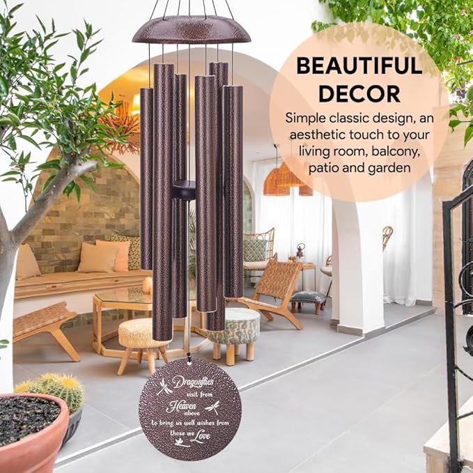 Memorial Wind Chimes Sympathy Gifts, Customized Dragonfly Wind Chime, 36-inch Commemorative Wind Chimes to Commemorate The Loss of Loved Ones, Condolence Gifts
