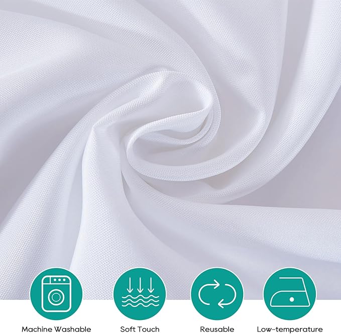 Surmente 132 inch Round Tablecloths -2 Pack White Round Table Cloths, Polyester Fabric Table Covers for Wedding, Party, Banquet, or Restaurant