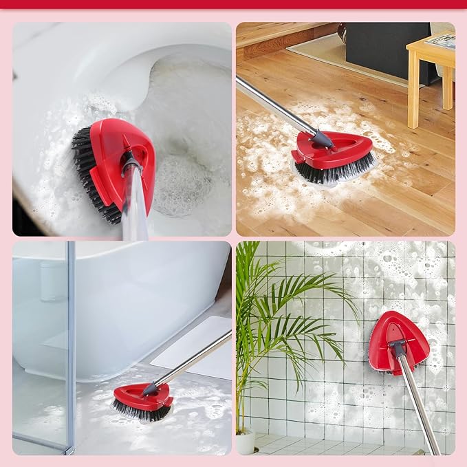 Scrub Brush Head Replacement Compatible with O Cedar EasyWring Spin Mop 1-Tank System, Floor Scrubber Head, Shower Scrub Brush with Hard Bristles for Cleaning & Scrubbing