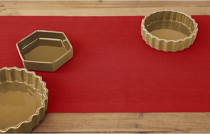 Solino Home Linen Red Table Runner 144 Inches Long - 100% Pure Linen Extra Long Table Runner 14 x 144 Inch - Fete