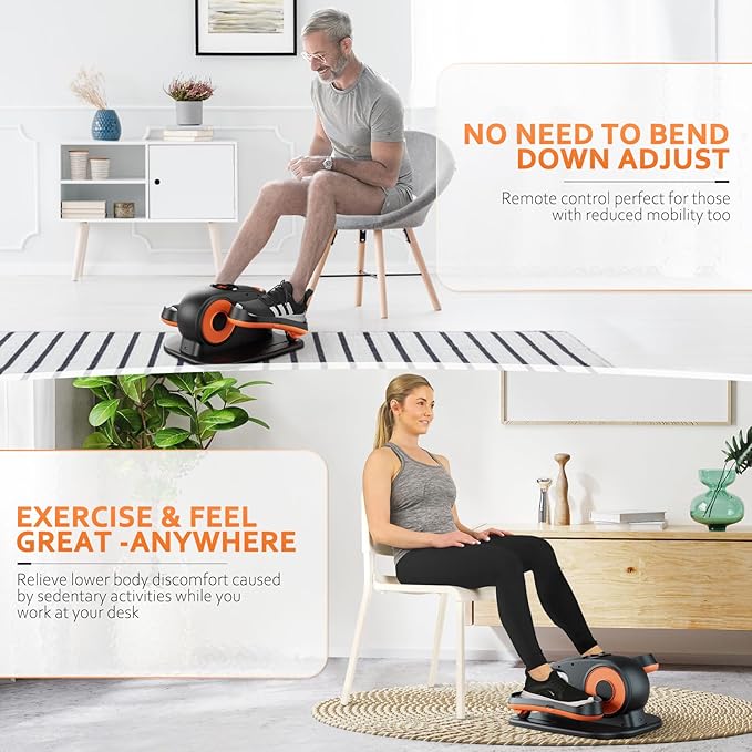 Under Desk Elliptical Machine, Ellipse Exerciser as Seen on TV for Seniors with Remote Control & 12 Adjustable Speeds, Elliptical Machine for Home