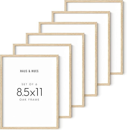 HAUS AND HUES Set of 6 Certificate Frames 8.5 X 11 - diploma frame 8.5 x 11 frame 8.5 x 11 picture frame wood, 8.5x11 picture frame wood frame 8.5 x 11, wood picture frames 8.5 x 11 (Beige Oak Frame)