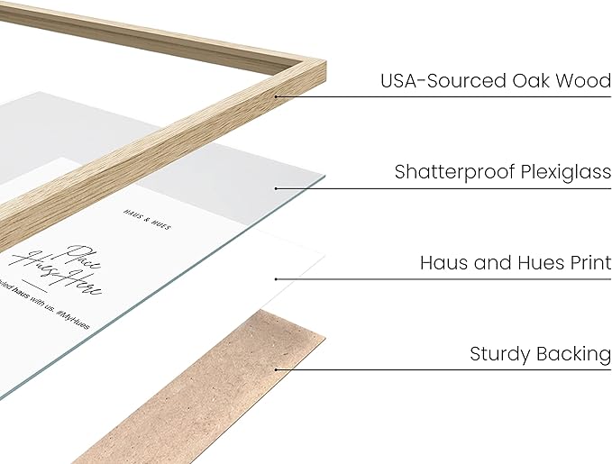 Haus and Hues 18x24 Natural Oak Wood Picture Frames Set of 15 - Premium Bulk Picture Frames 12x16 Bundle - Elegant Gallery Wall Frame Set for Posters, Art Display - Ideal for Wall Decor in Home &