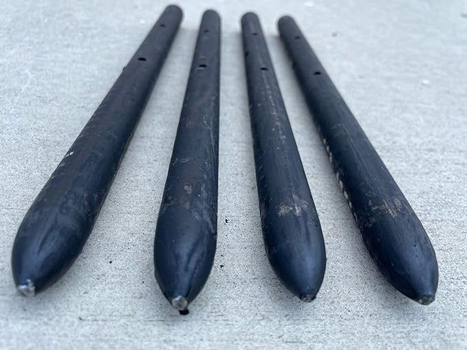 Sandbaggy Round Steel Concrete Form Stakes with Nail Holes - Rust Resistant Coating - Removable, Reusable (40, 3/4 in X 12 in)