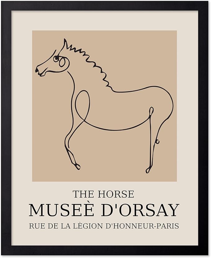 Poster Master Vintage Poster - Retro Minimalist Print - Gift for Artist, Friend - Horse, Line Drawing, Sketch, Abstract - Wall Decor for Living Room, Bedroom, 18x24 Unframed Wall Art