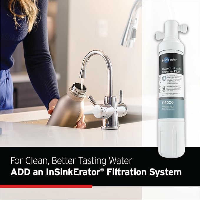 InSinkErator Stainless Steel Tank, HC250MBLK-SS HOT250 System, 2-Handle Drinking Faucet in Matte Black with 2/3-Gallon, Filter-Compatible Instant Hot/Cold Water Dispenser