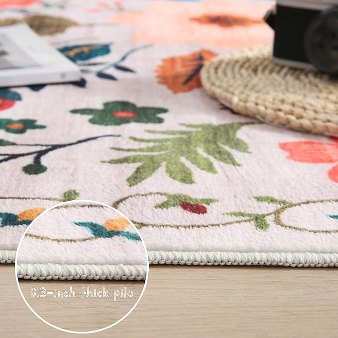 Runners for Hallways Kitchen Runner Rug Non Slip 2'x 10' Long Washable Rugs with Rubber Backing Soft Floral Carpet Runner for Hallways, Kitchen, Laundry, Bedroom, Bathroom(Beige)