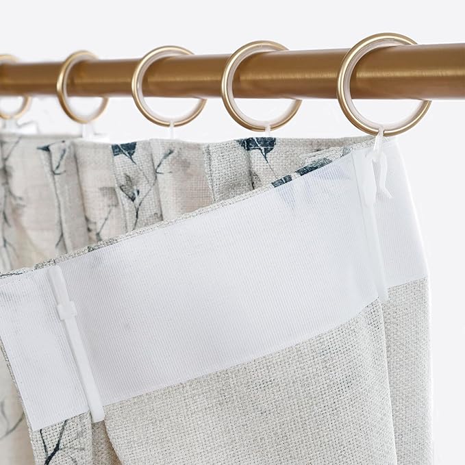 Pinch Pleated Floral Linen Curtains, 72 Inch Wide by 84 Inch Long Printed Curtains for Privacy Light Filtering, Suitable for Living Rooms and Sunrooms.2 Panels
