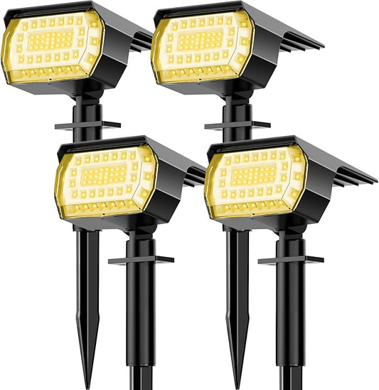 LANSOW Solar Spot Lights Outdoor, [4 Pack/57 LED] 2-in-1 Solar Landscape Spotlights, 3 Modes IP65 Waterproof Dusk to Dawn Solar Powered Flood Wall Lights for Outside Yard Garden Pathway(Warm White)