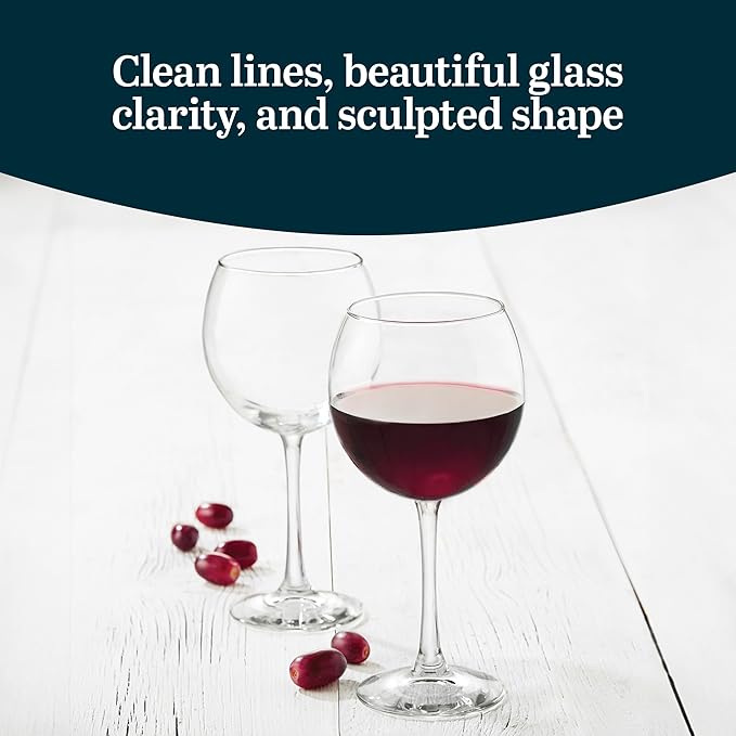 Libbey Midtown Red Wine Glass Set, 18.25 Oz Elegant Large Red Wine Glasses Set of 8, Long Stem Glass Wine Glasses for Weddings, Birthdays, and More