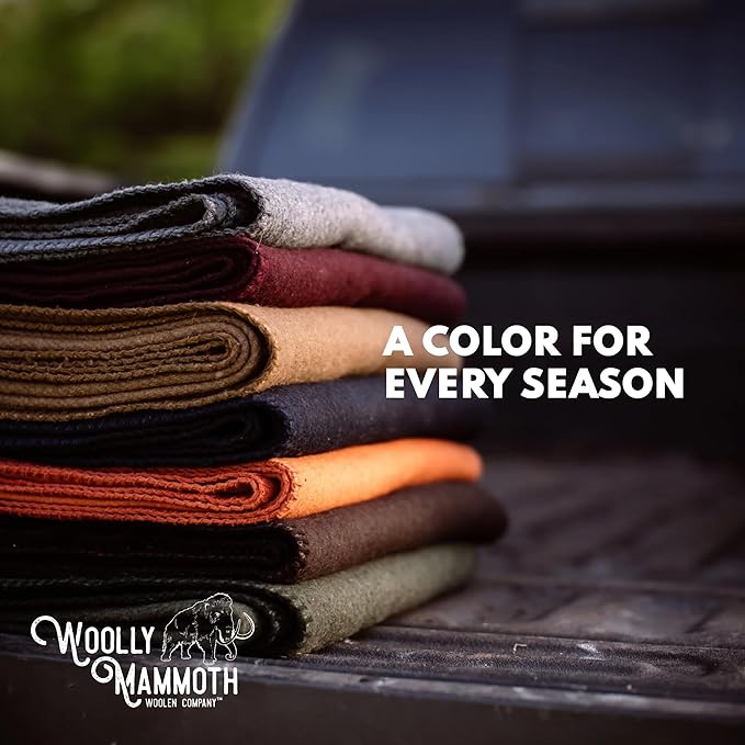 Woolly Mammoth Woolen Company Camping Wool Blanket - 66 in x 90 in Black & Cream Plaid - Heavyweight Merino Wool Outdoor Throw Blanket & Bedroll - Insulating Warm for Winter, Picnic & Travel