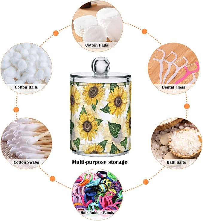 Sunflower 2PC Airtight Transparent Plastic Storage Jar, Food Storage Container Glass, Can Store Candy, Salt, Coffee Beans, With lid, Easy To Use