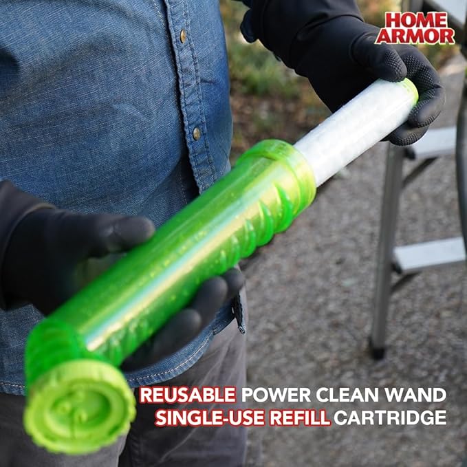 Home Armor Refill Cleaning Cartridge, 2 Pack, For Use with the Power Clean Wand, 2X Cleaning Power of Ordinary Outdoor Cleaners, Single Use Cartridge