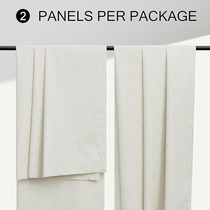 Neutral Rustic Nursery Blackout Curtains for Bedroom 58 Inches Long Cream Ivory Insulated Thermal Curtains for Summer Heat Blocking Linen Custom Drapes Back Tab Pleated Industrial Farmhouse 58 Length