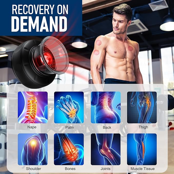 5-in-1 Smart Dynamic Cupping Set, 20 Levels Cupping Kit for Massage Therapy with Red Ligh-t Therapy&Heat Penetrates for Targeted Pain Relief, Knots, Aches, Muscle Soreness - 2Pcs(Black&Black)