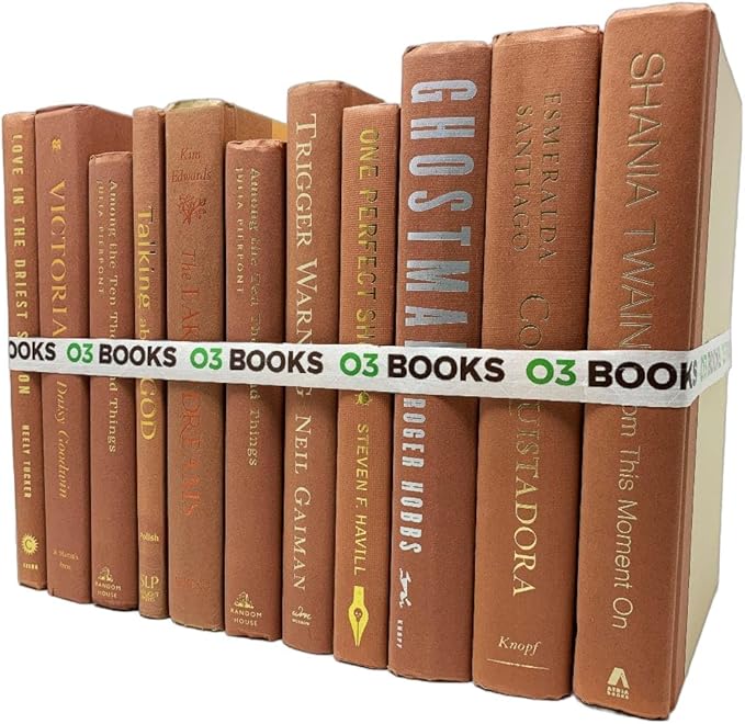 Curated Decorative Books Hardcover Décor Books for Home Décor, Choose Color, Interior Design, Office, Wedding Display, Instant Library, or Staging (Rust, One Foot)