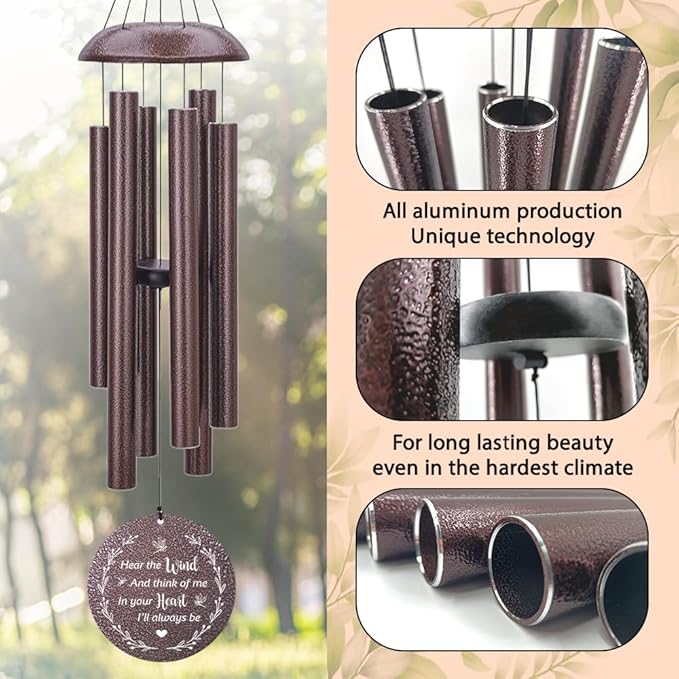 Personalized Wind Chimes, Wind Chimes for Loss of Loved Father/Mother/Lover, Commemorative Sympathy Bereavement Gifts for Condolences/Funeral (36 inch)