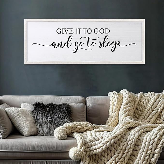 Sweet Dreams Above Bed Wall Decor Art 24"X10" Master Bedroom Over Bed Wall Wood Framed Sign (White)