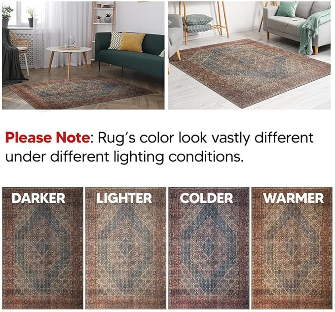 Keen Home Design 2x3 Rug - Machine Washable Entry Rug with Non-Slip Backing, Ideal for Enteryway, Kitchen, Bathroom, Laundry Room - Vintage, Easy Clean, Durable, Low Pile Rug - (2' x 3')