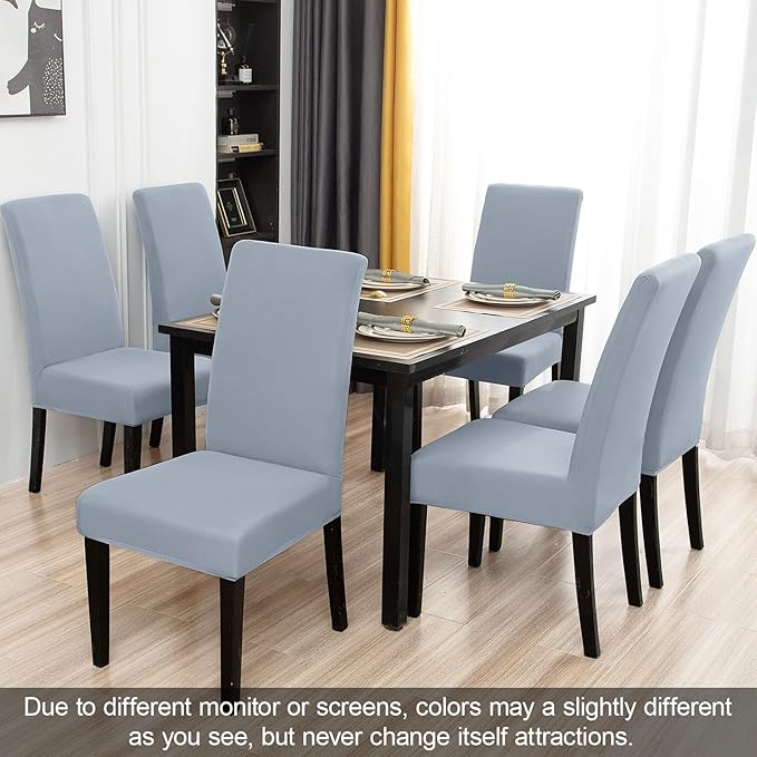 JQinHome Dining Chair Covers Dining Room Chair Slipcovers, 2 Pack High Stretch Removable Washable Parsons Chair Slipcover for Home Party Hotel Wedding Ceremony (Light Grey)