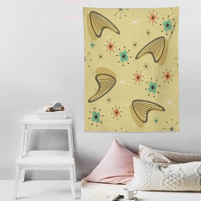 ICMOLYYENLO Boho Medieval Cat Tapestry, Abstract Atomic Starburst Geometric Aesthetic Art Wall Hanging For Bedroom Living Room Dormitory 60x80 Inches