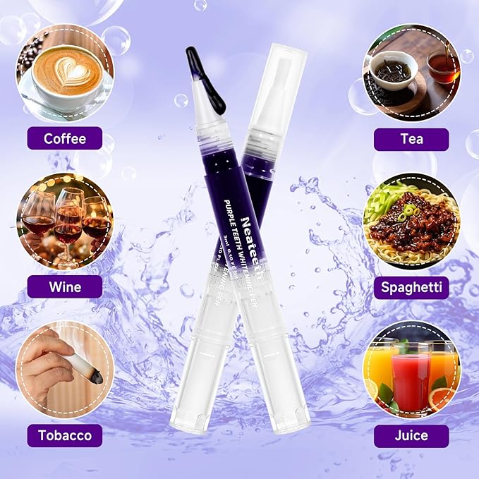 Teeth Whitening Pen 3 Packs Purple Toothpaste for Teeth Whitening Gel Color Correcting Whiter Gels Pen for Sensitive Teeth Essence Pen for Coffee/Smoking Stains
