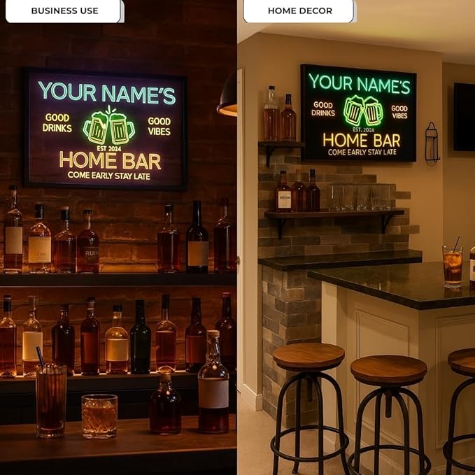 Personalized Pool & Bar Neon Sign, Custom LED Light with Name and Address, Outdoor Patio Decor, Tiki Bar or Backyard Pool Gift for Party Lovers