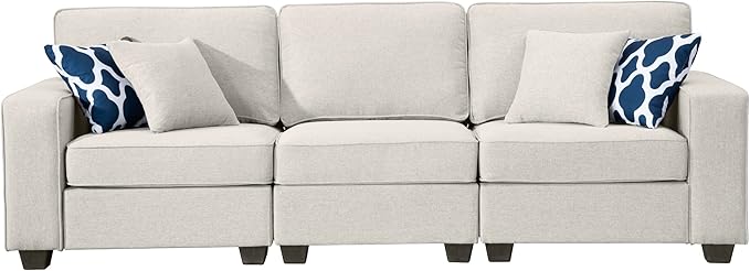 L Lengend Vansen Modular Sectional Sofa U Shaped Couch with Ottoman Modern Reversible Corner Sectional Couch for Living Room (Cream, 2+3 with Ottoman)