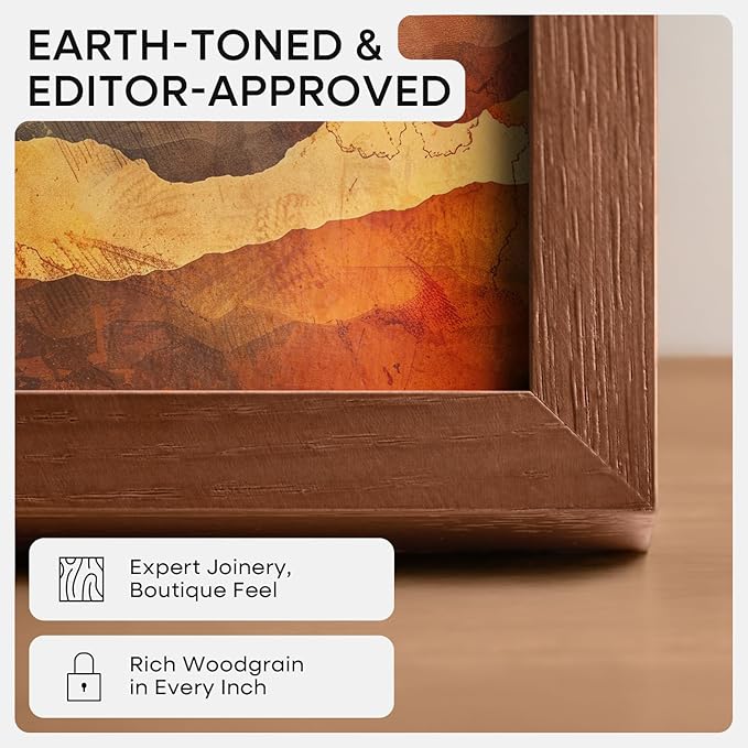 Homeforia 11x22 Newspaper Frame Brown, High End Dark Oak 11 x 22 Picture Frame Wood without Mat, 22x11 Wooden Walnut Poster Frames for Wall, 11 by 22 Display Frames, Tempered Glass, Wall Kit, Set of 1