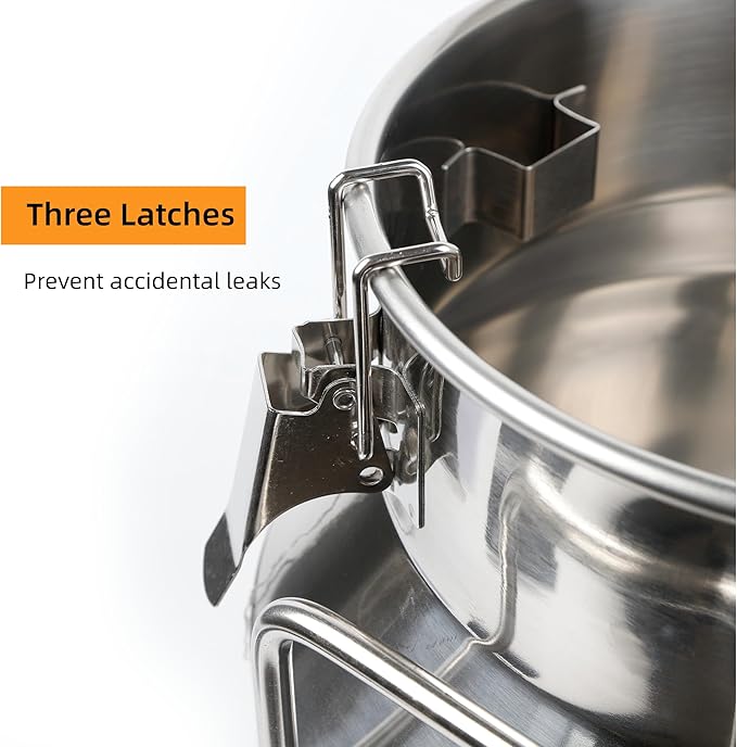 Stainless Steel Milk Can, 50L/13.2 Gallon Heavy Duty Airtight Storage Canister Milk Bucket with Lid, Embedded Silicone Milk Jug Wine Pail Water Cereals Bucket with Three Latches and Two Handles