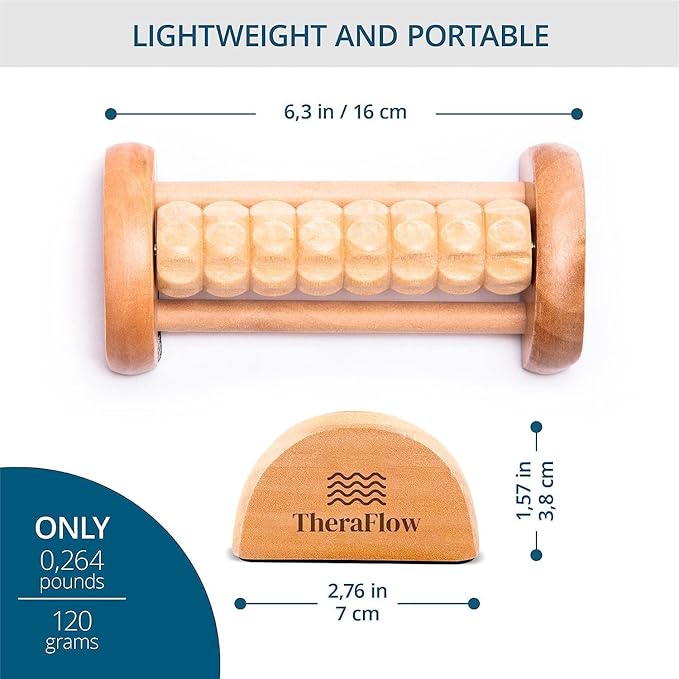 TheraFlow Compact Foot Roller for Plantar Fasciitis Relief | Relaxing Gifts for Mom and Dad - Portable, Small Tool for Deep Tissue Massage and Neuropathy | Travel Size Feet Massager for Relaxation