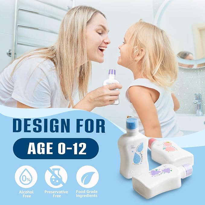 Mouthwash for Kids P113+ Peptide Anti Cavity Mouth Rinse Alcohol Free for Teeth and Gums Safe Oral Hygiene for Newborn to Toddler 11.08 fl oz (11.08 Fl oz, Original(Unflavored))