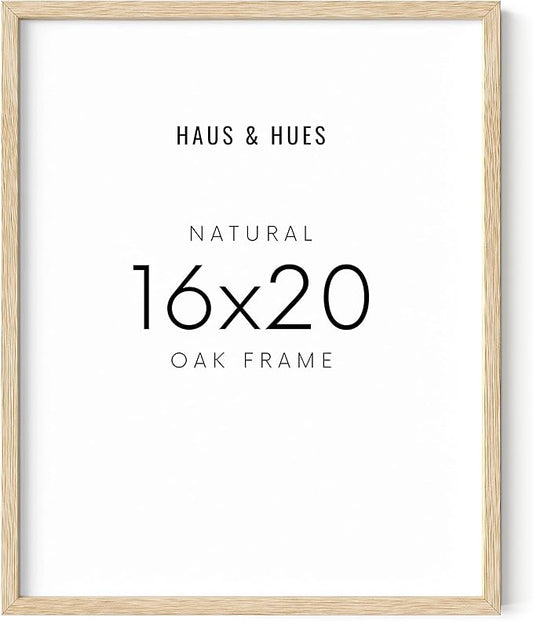 HAUS AND HUES Beige Oak Wood 16x20 Picture Frame - Modern Wood Wall Art Display - Lightweight 16x20 Frame for Art Prints, Photos, Posters - Ready-to-Hang Vertically & Horizontally