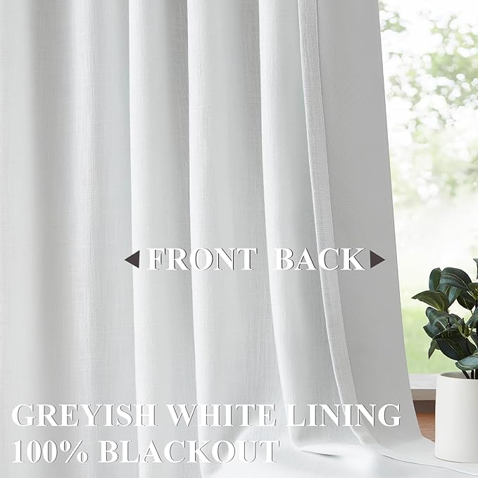 Vision Home White Pinch Pleated Full Blackout Curtains Thermal Insulated Window Curtains 120 inch for Living Room Bedroom Room Darkening Pinch Pleat Drapes with Hooks Back Tab 2 Panel 40" Wx120 L