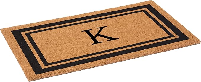 Calloway Mills 152961830K Black Border 18" x 30" Monogram Doormat, (Letter K)