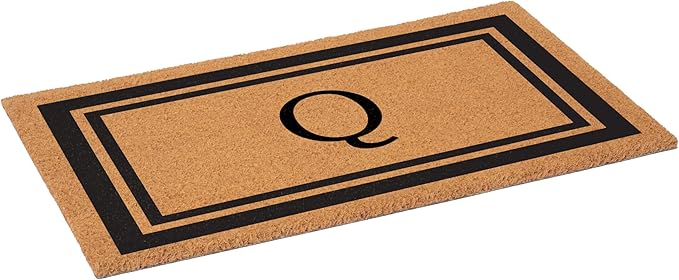 Calloway Mills 152961830Q Black Border 18" x 30" Monogram Doormat, (Letter Q)