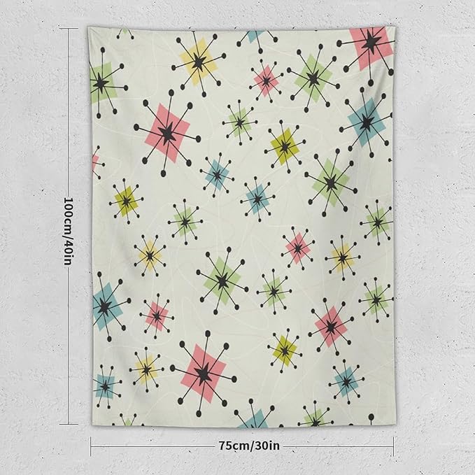 ICMOLYYENLO Abstract Cat Tapestry, Medieval Abstract Atomic Star Cat Vintage Home Wall Hanging Art Tapestry for Bedroom Living Room Dormitory 60x60 Inch