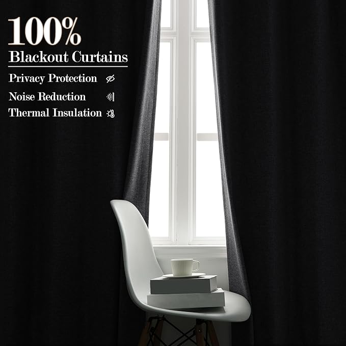 70" W x 108" L Faux Linen Room Divider Curtains, Full Blackout Pinch Pleated Drapes for Traverse Rod, Bedroom Divider Privacy Drapery with Hooks for Ceiling Track, 1 Panel, Silver Grey
