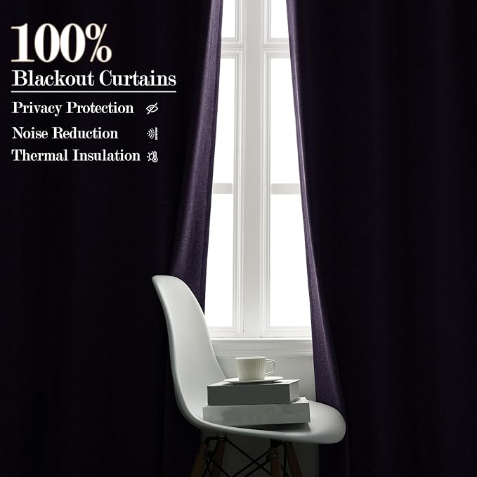 Full Blackout Privacy Curtains, 240 Inch Extra Wide Linen Blend Drapes, Pinch Pleat Window Drapery for Room Divider Storage/Space Room Separation, 1 Panel, W 240" x L 96", Violet