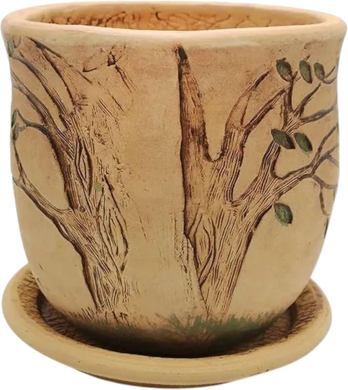 Ceramic Pot with Drainage Hole and Saucer, Plant Pots, Modern Decorative Planters for House Plants Indoor Flowers Plants, Cute Flower Pot - Gifts (Hedgehog (0.7 L))