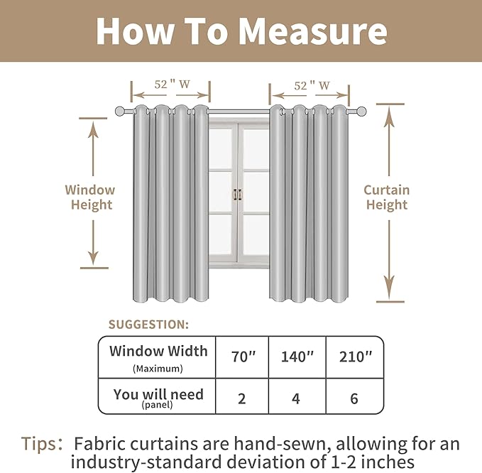 LAMIT Linen Curtains 63 Inch Length 2 Panels for Bedroom, Semi Sheer Drapes Light Filtering Neutral Window Treatments with Bronze Grommet for Living Room Rustic Country Decor, Taupe, 52 X 63 Inch