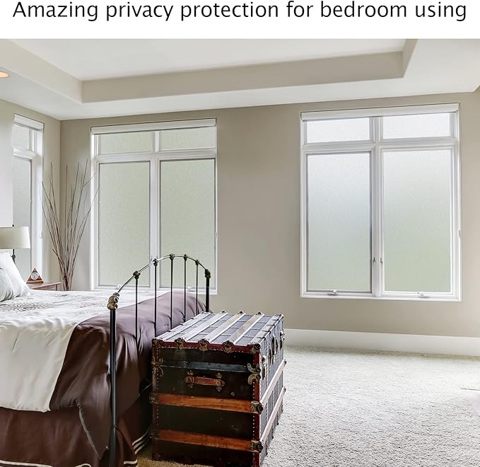 HIDBEA Frosted Window Privacy Film Heat Control UV Blocking, Static Cling Non-Adhesive Reusable Door coverings for Bathroom Home Office (Frosted 23.6 Inch x 13.1 Feet)