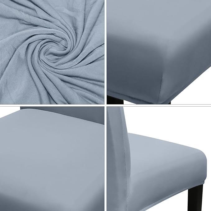 JQinHome Dining Chair Covers Dining Room Chair Slipcovers, 2 Pack High Stretch Removable Washable Parsons Chair Slipcover for Home Party Hotel Wedding Ceremony (Light Grey)