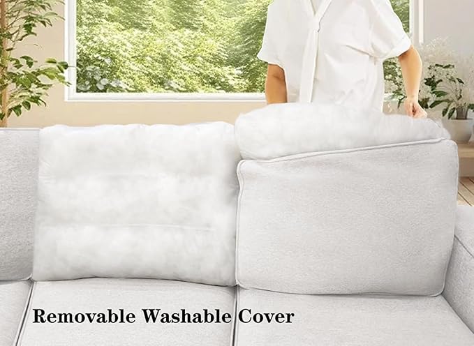L Lengend Vansen Modular Sectional Sofa U Shaped Couch with Ottoman Modern Reversible Corner Sectional Couch for Living Room (Cream, 2+3 with Ottoman)