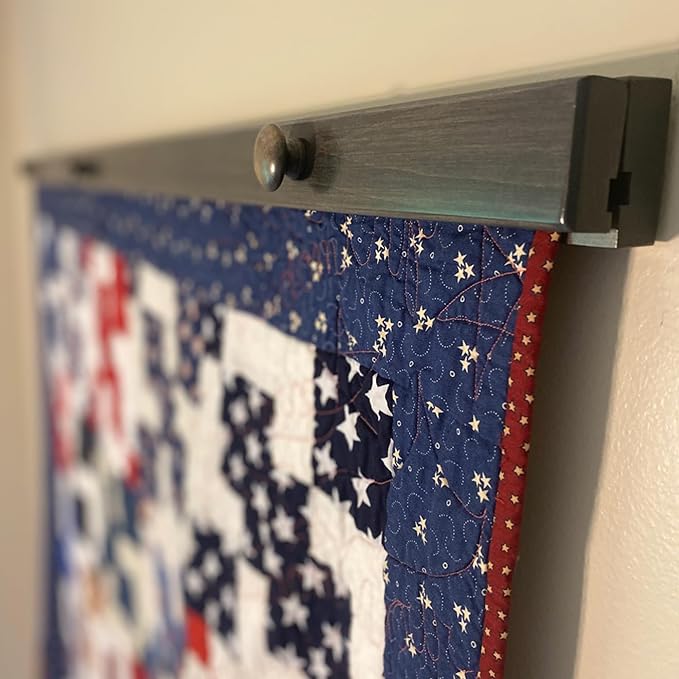 RRD Quilt Hanger for Wall for Display (54") Amish Made Wooden Quilt Rack Wall Mount - Rustic Tapestry Quilt Wall Hangers (Maple Wood, Antique Slate Stain, 54")